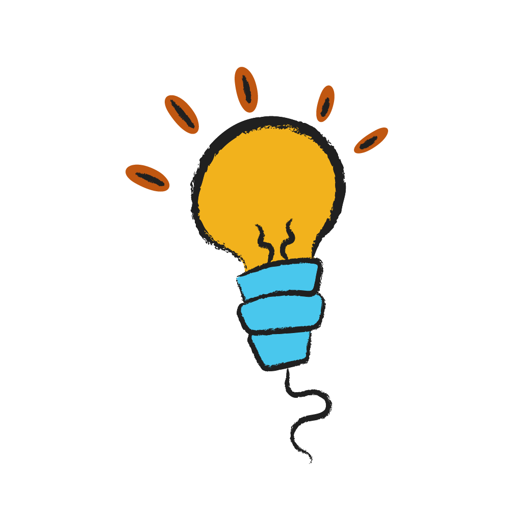 An illustration of a light bulb shining brightly to represent "innovation".